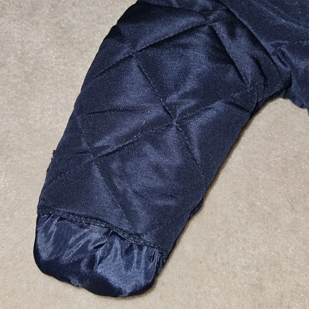 NWT Rothschild Quilted Pram Navy Blue Snowsuit Hooded Lined Baby 3-6 Months